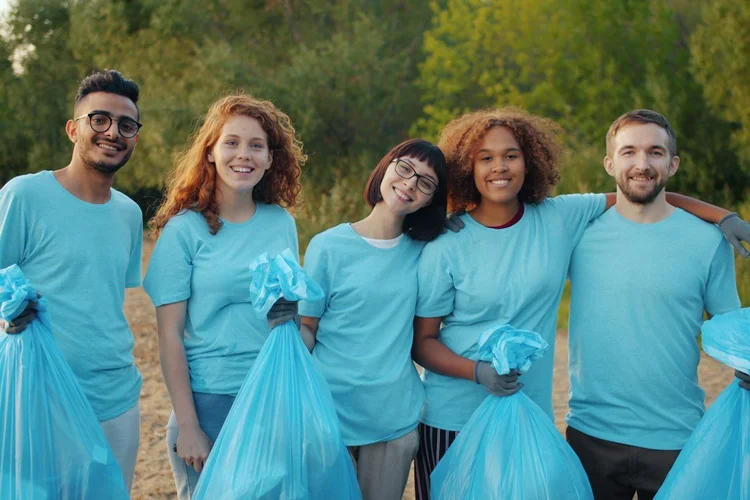 Group of community volunteers outdoors
