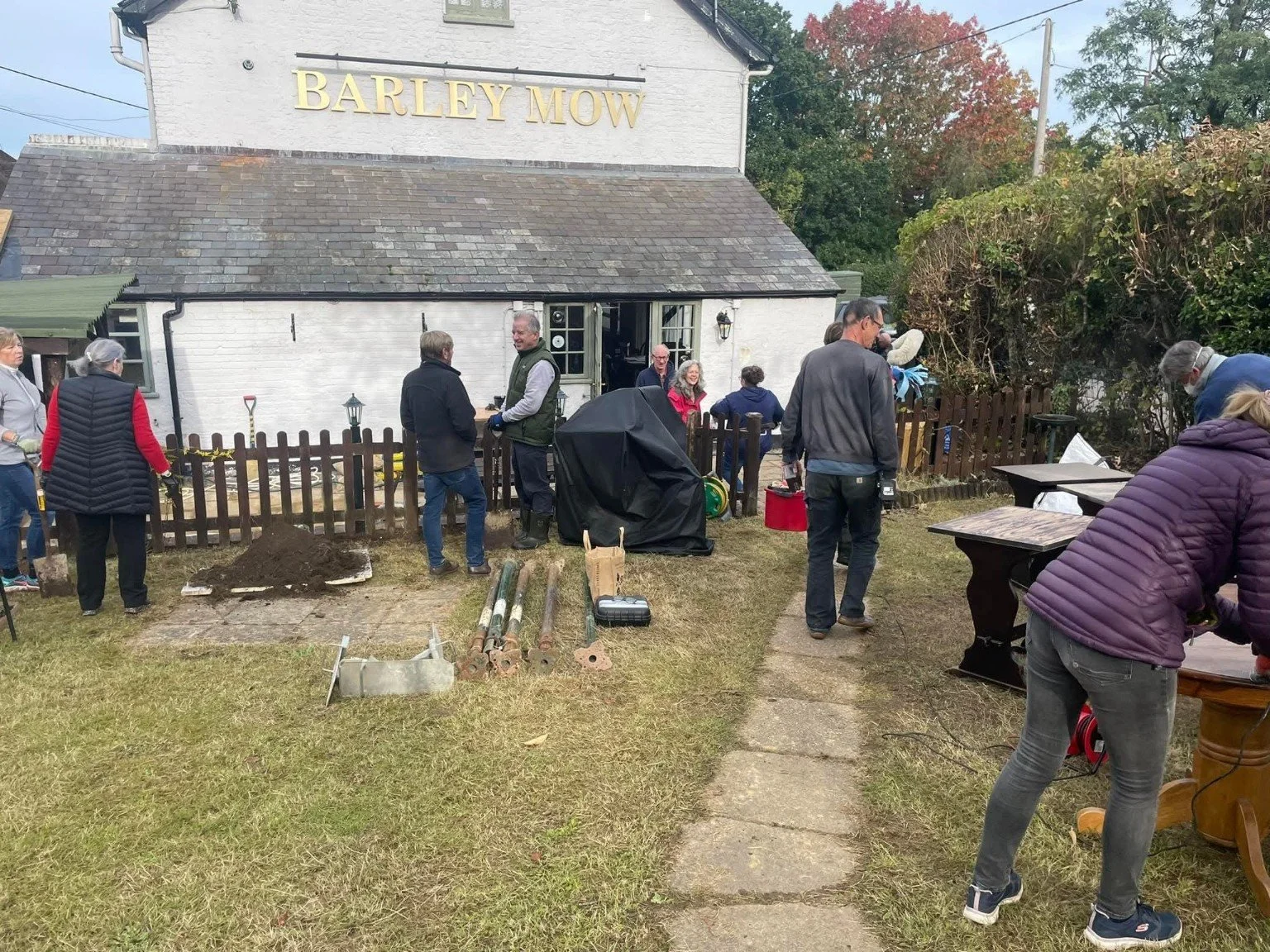Barley Army volunteers working outside The Barley Mow
