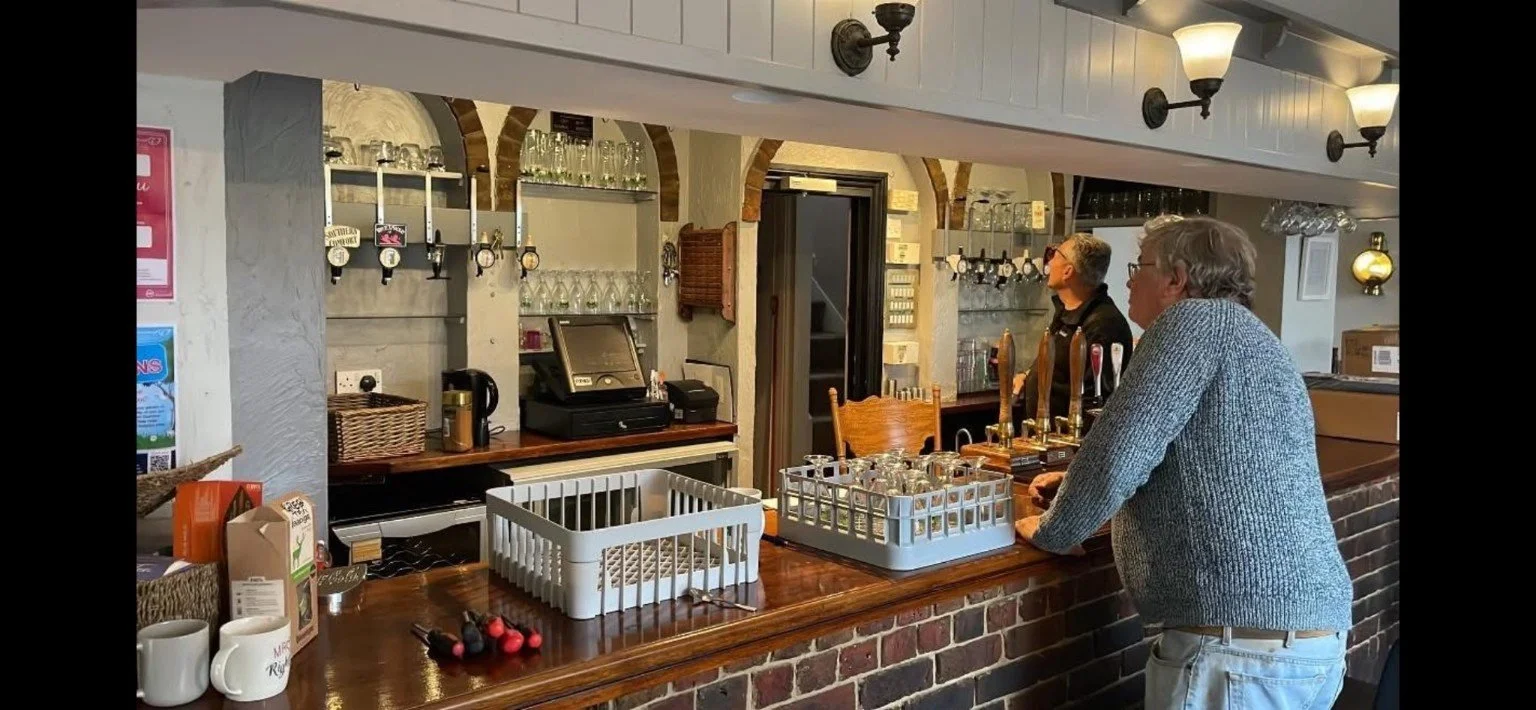 The bar at The Barley Mow being prepared for reopening