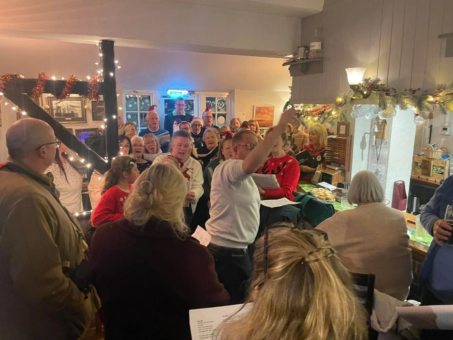 A Christmas gathering inside The Barley Mow