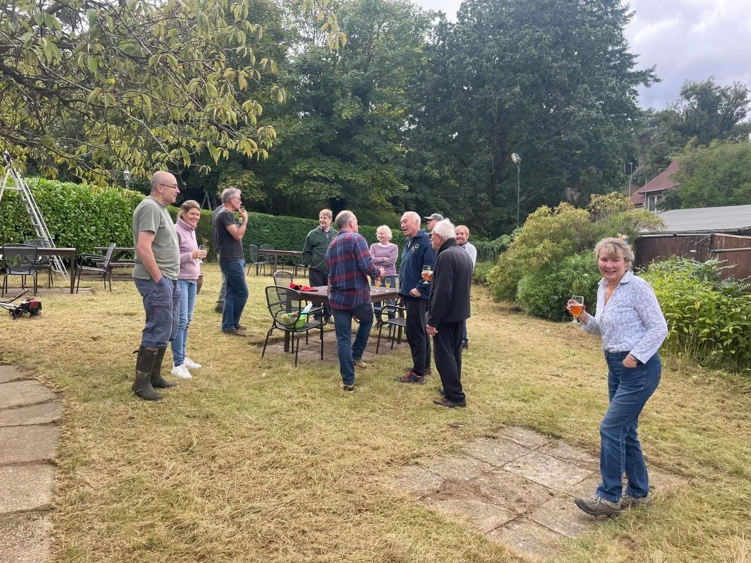 Community members gathered in The Barley Mow garden