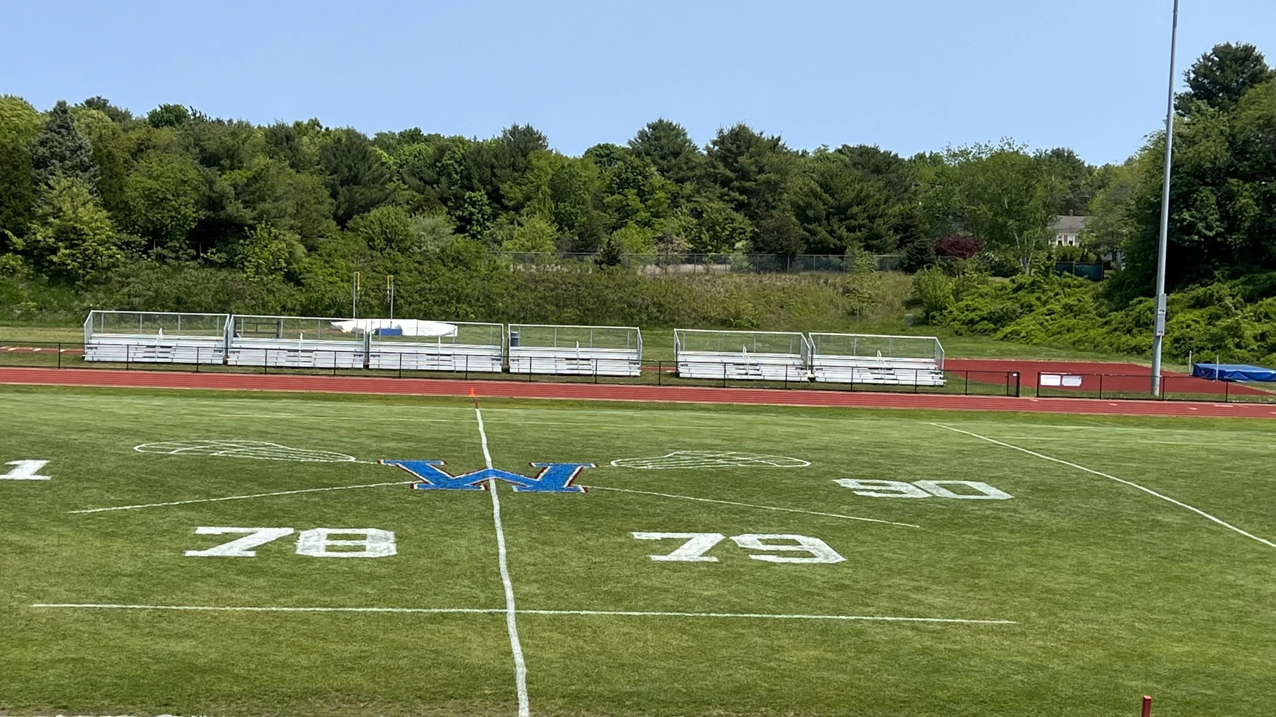 Freshly painted athletic field lines