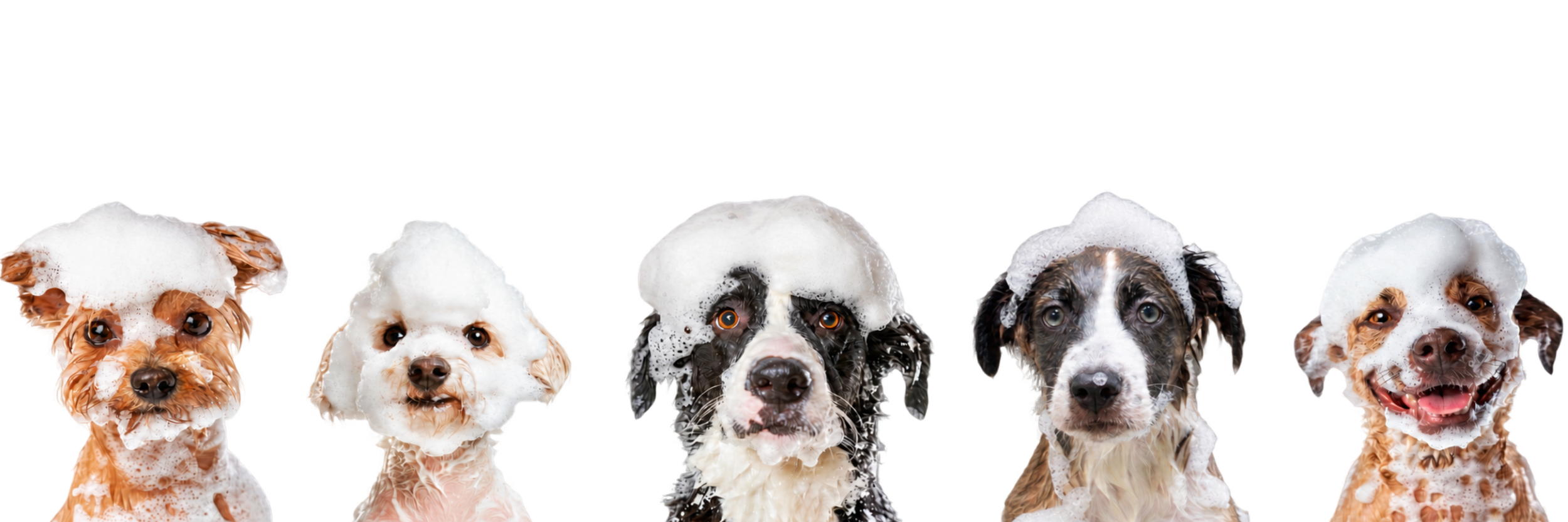 Four freshly groomed dogs at 4U Farms.