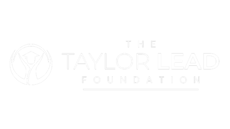 Taylor LEAD Foundation horizontal logo, white