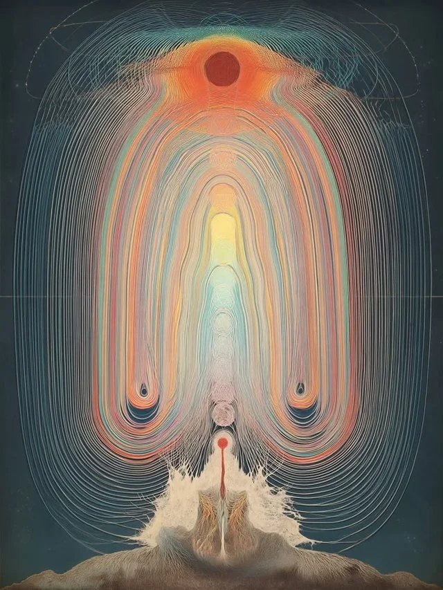Abstract artwork of rising life-force energy for tantric coaching for men