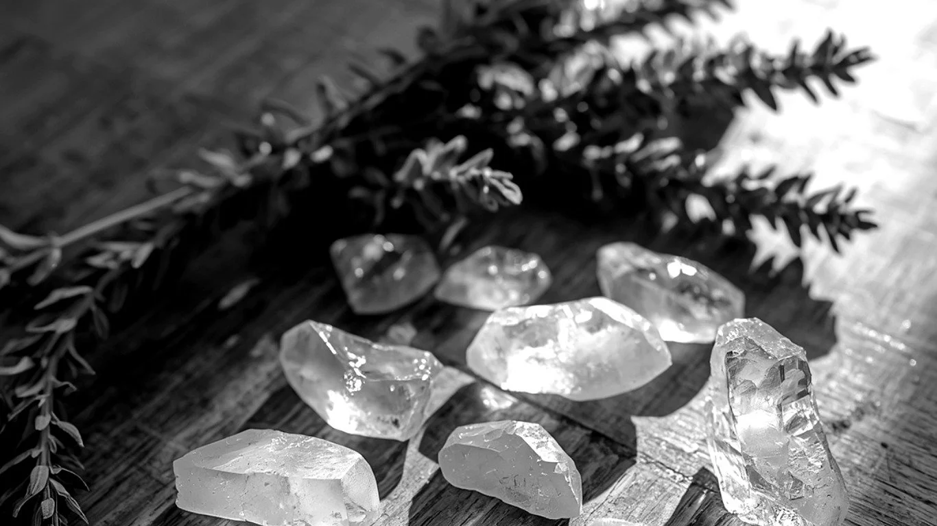 Crystals and sage for Reiki energy healing at Being Studio