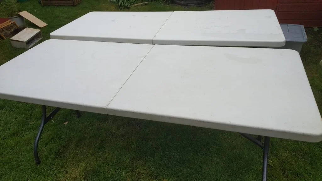 Two large folding tables
