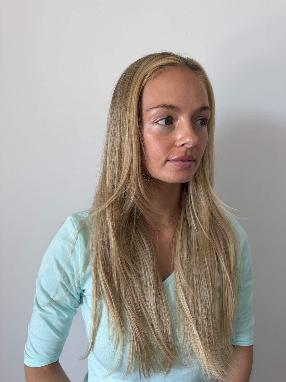 Before: brassy, flat blonde lengths