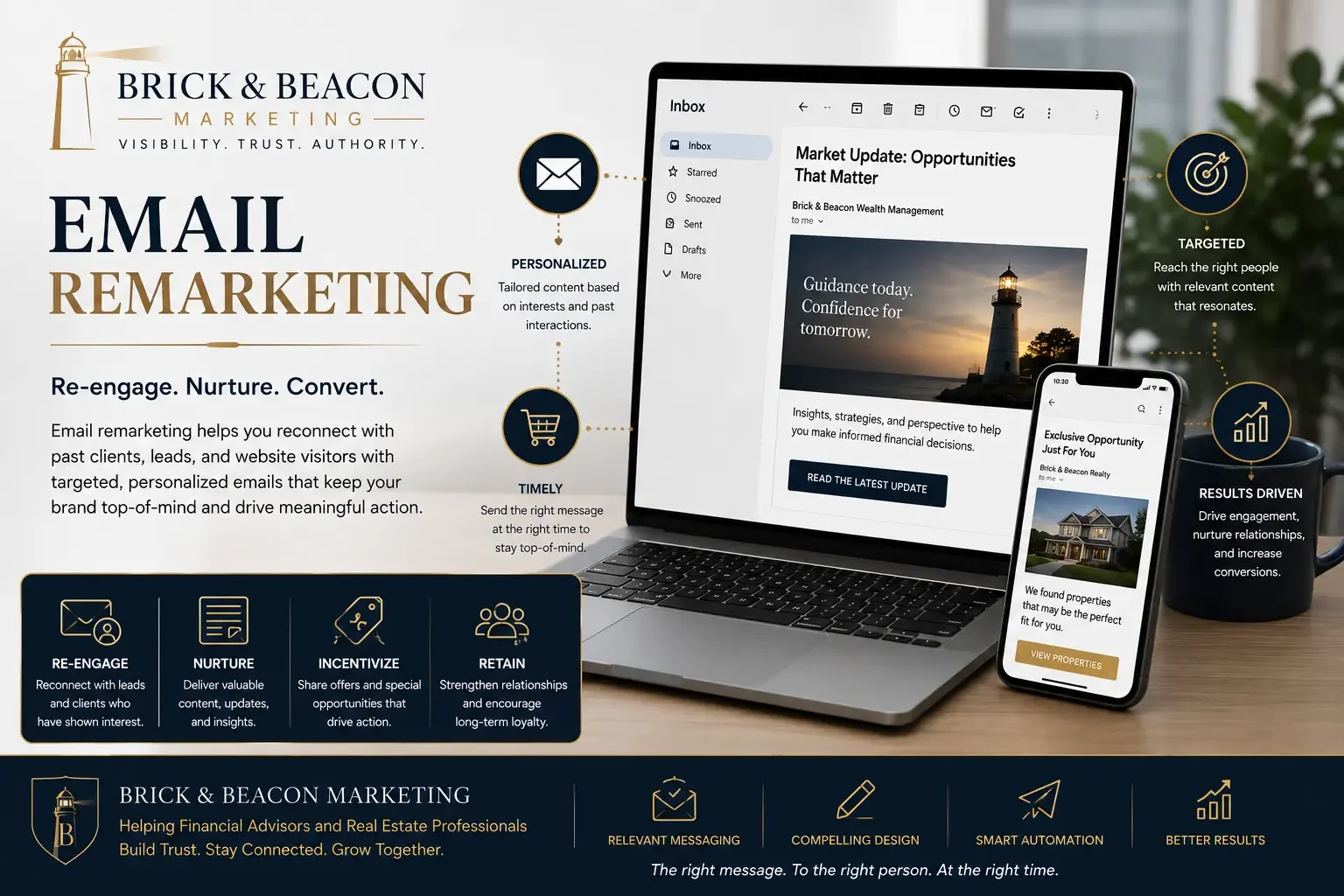 Personalized email remarketing shown on laptop and mobile