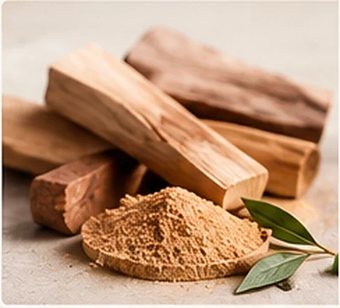 Sandalwood pieces and powder