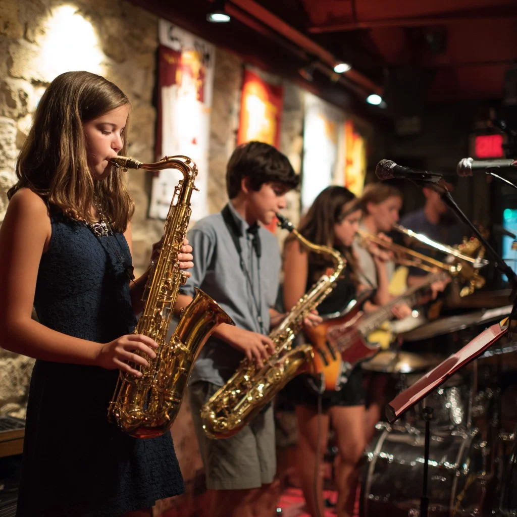 Young musicians participating in an HPPAA jazz education program