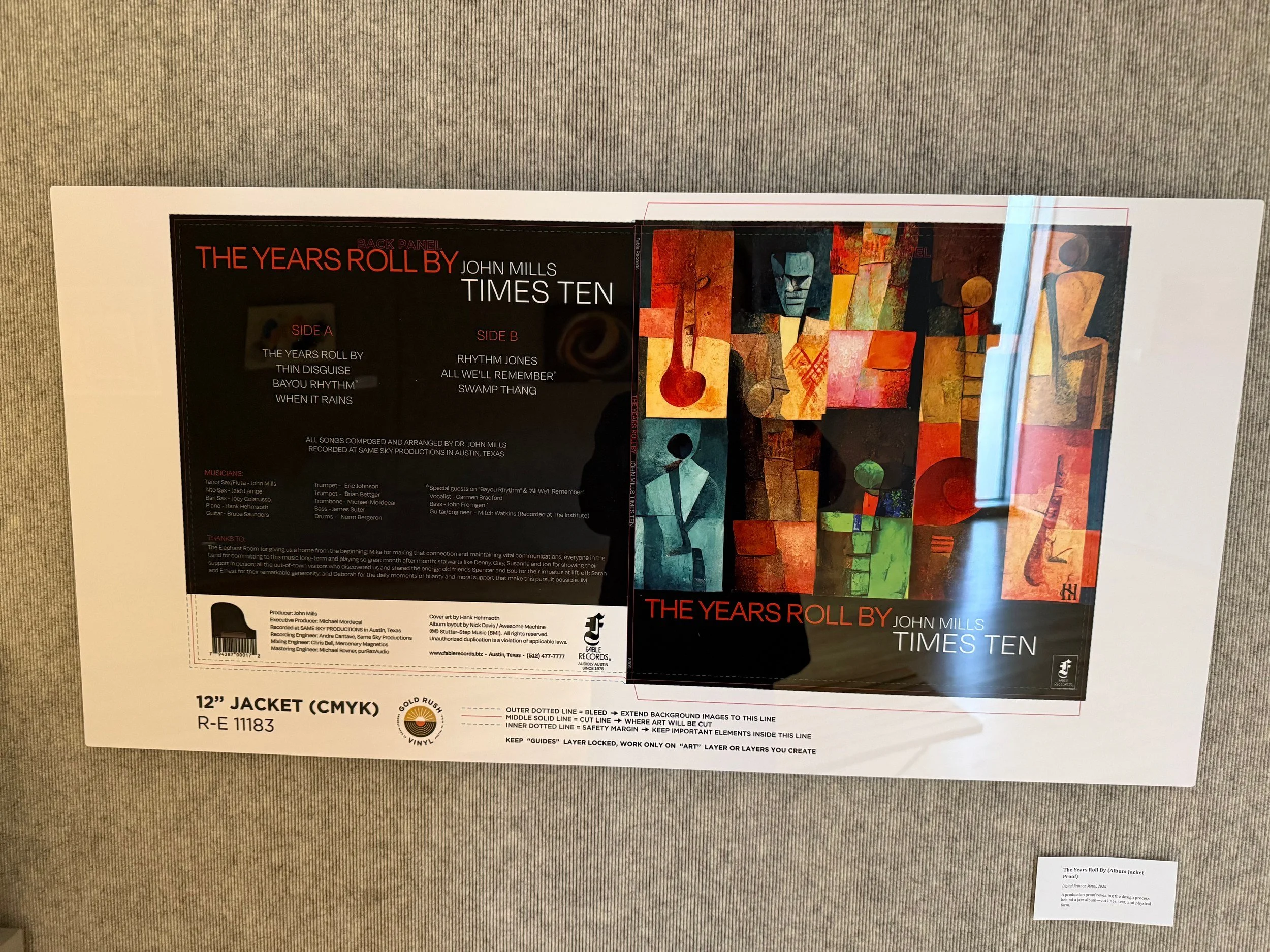 The Years Roll By album jacket proof by Hank Hehmsoth installed at Brazosport College.