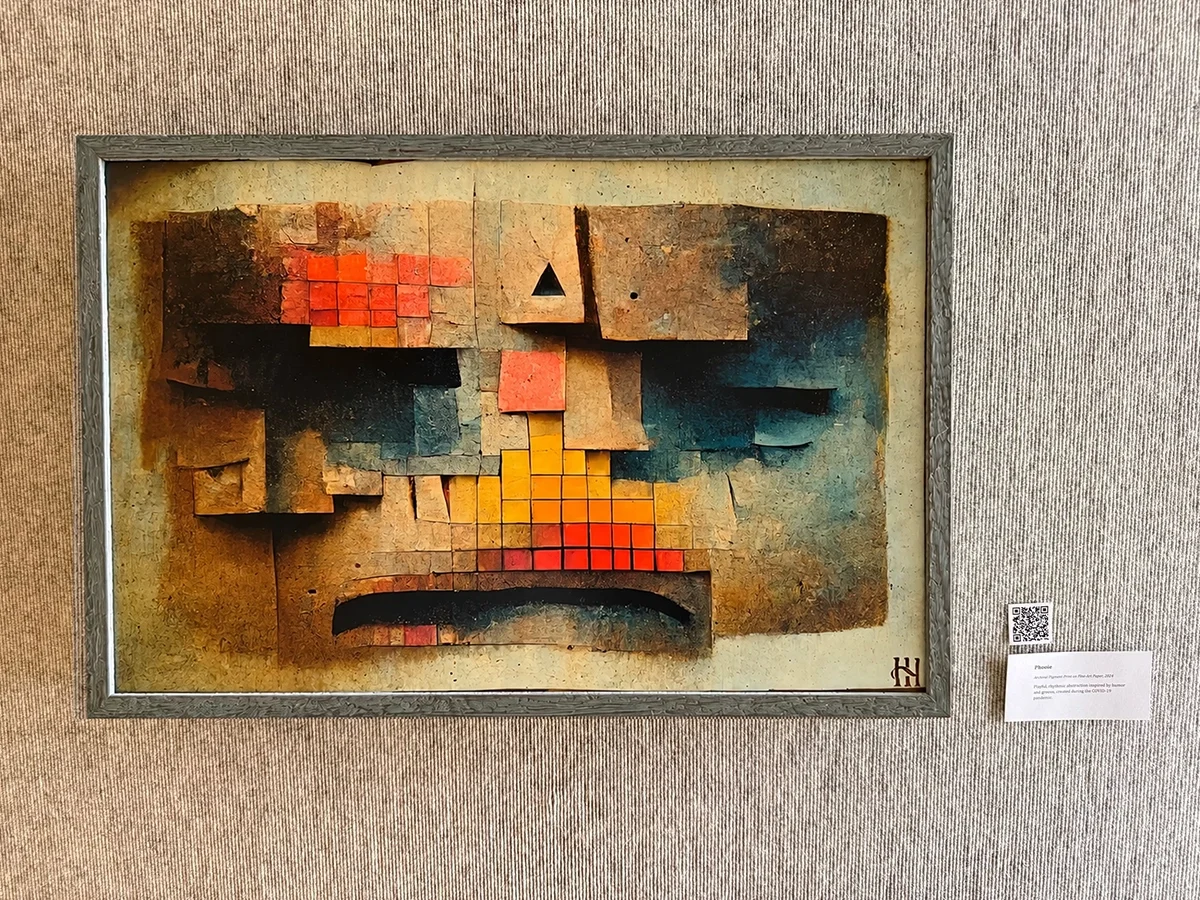 Phooie by Hank Hehmsoth installed with QR listening link at Brazosport College.