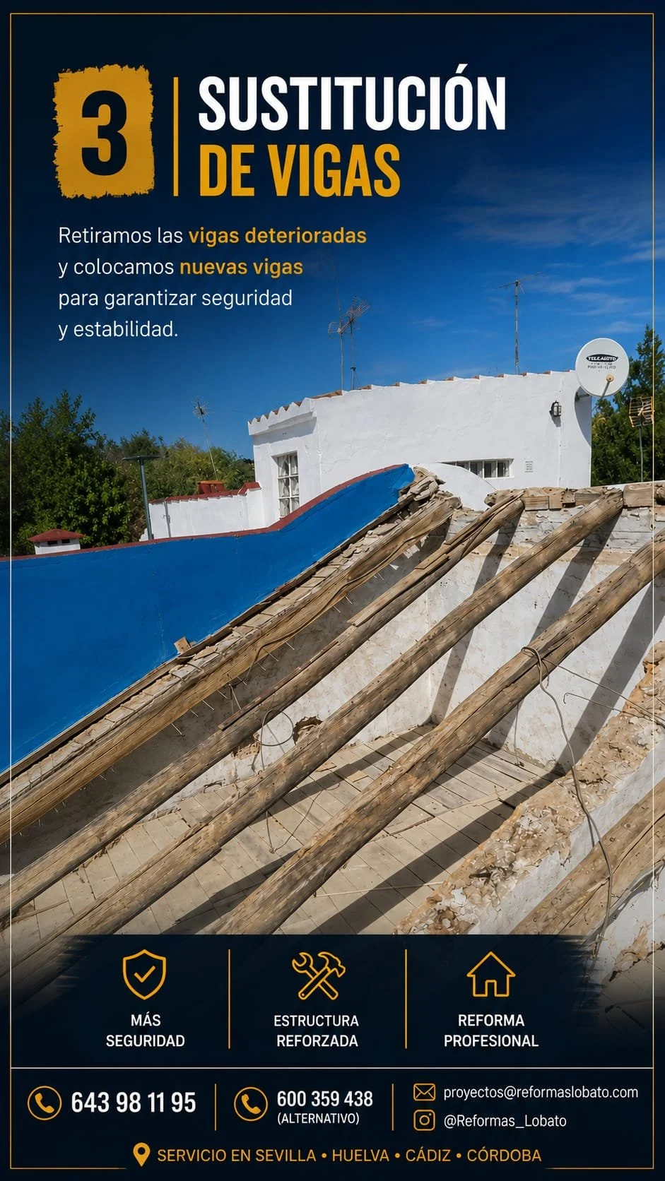 Sustitución de vigas durante la obra