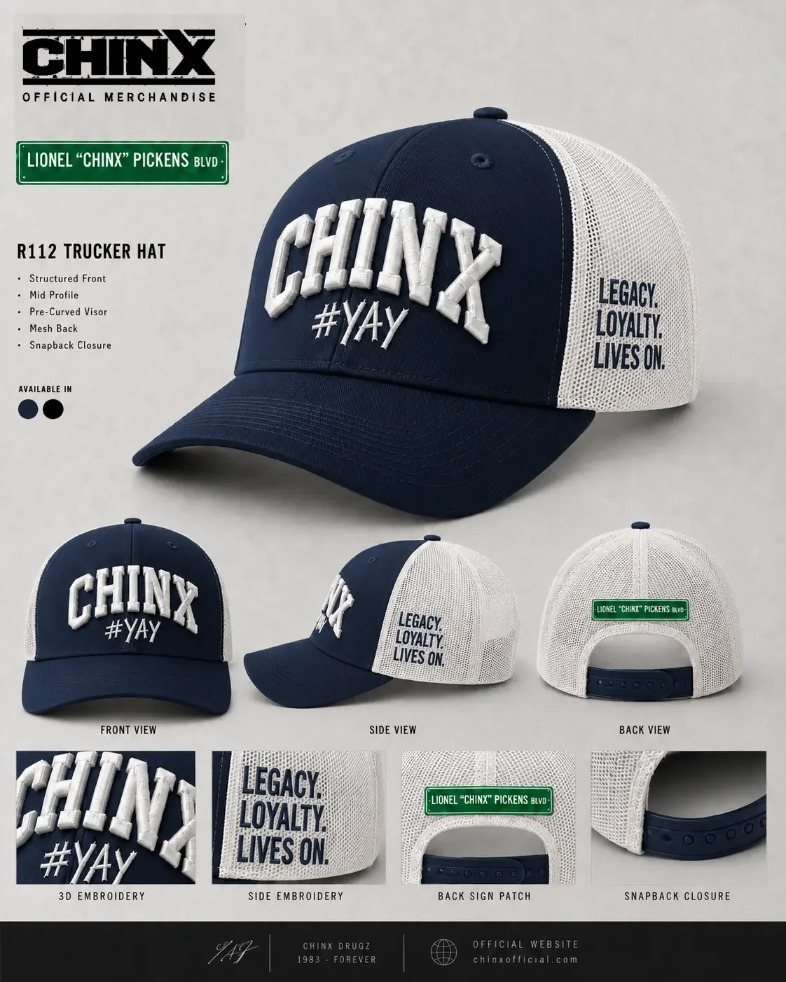 Navy/White Lionel Chinx Pickens Blvd Trucker Hat
