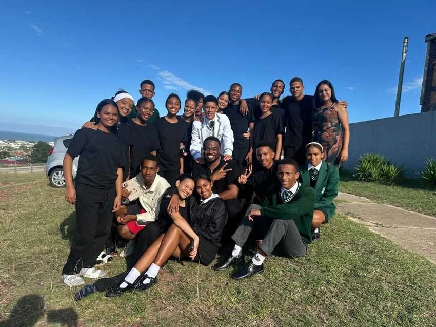 Teaching artist with Paterson High students