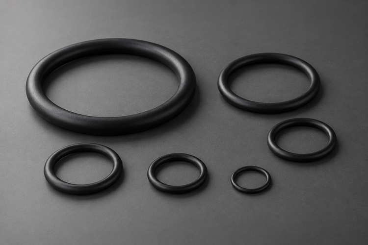 Black O-rings in assorted sizes