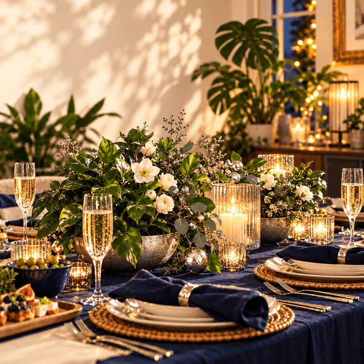New Year's Midnight Blue table design concept