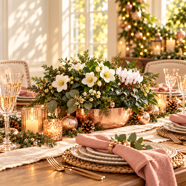 Christmas Rose Gold & Cream table design concept