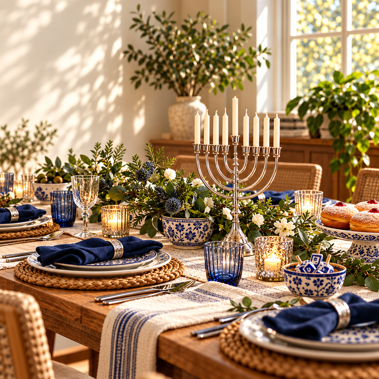 Hanukkah Blue & Silver table design concept