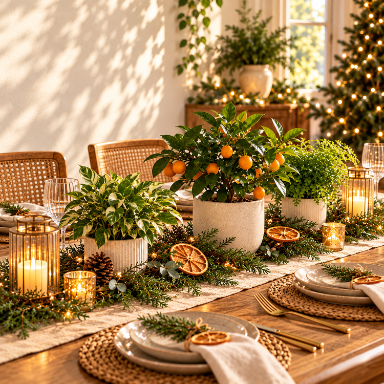 Christmas Citrus & Cedar table design concept