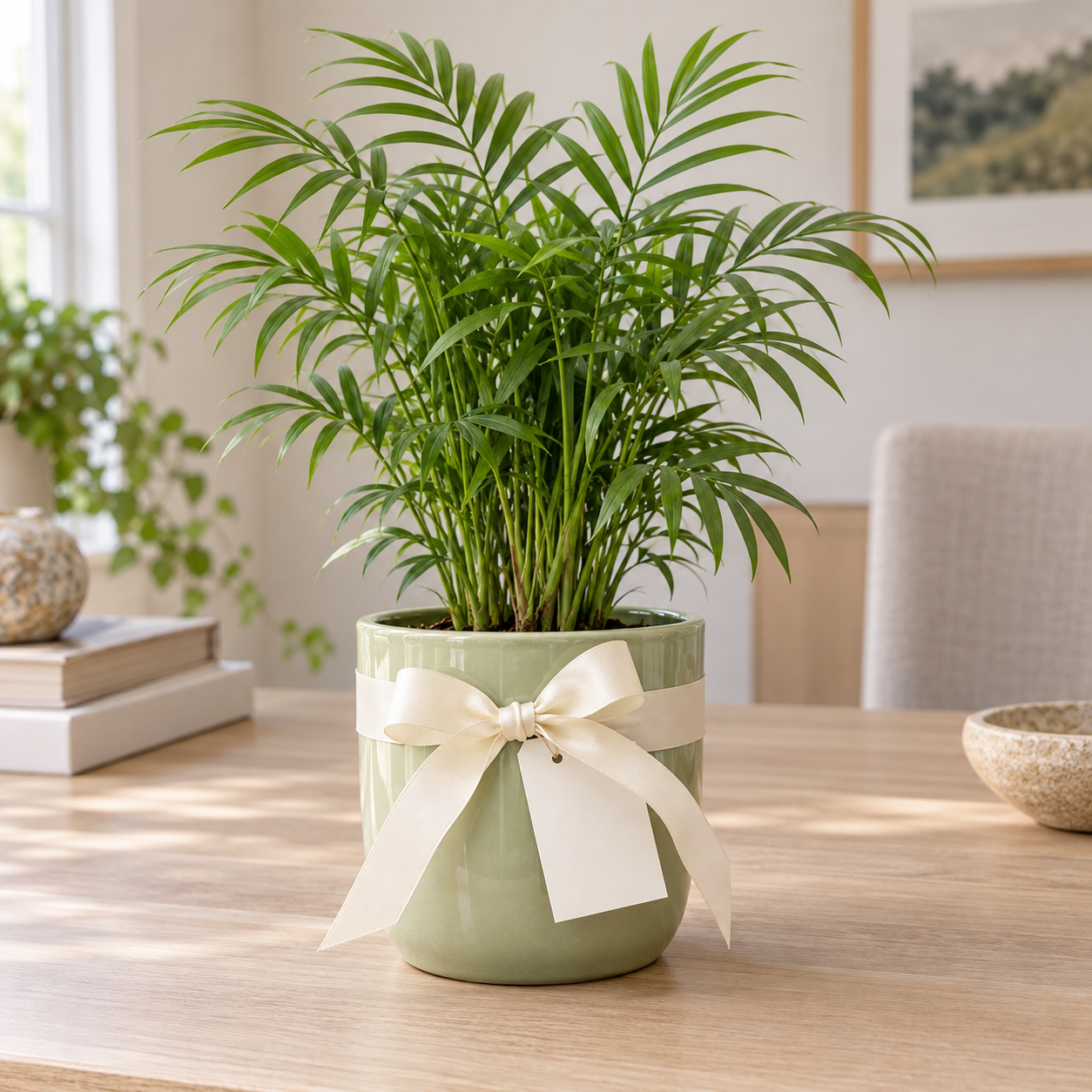 Parlor Palm Welcome Gift — premade plant display concept