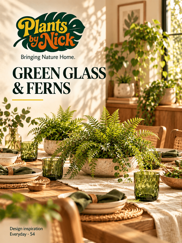 Green Glass & Ferns — table styling design concept