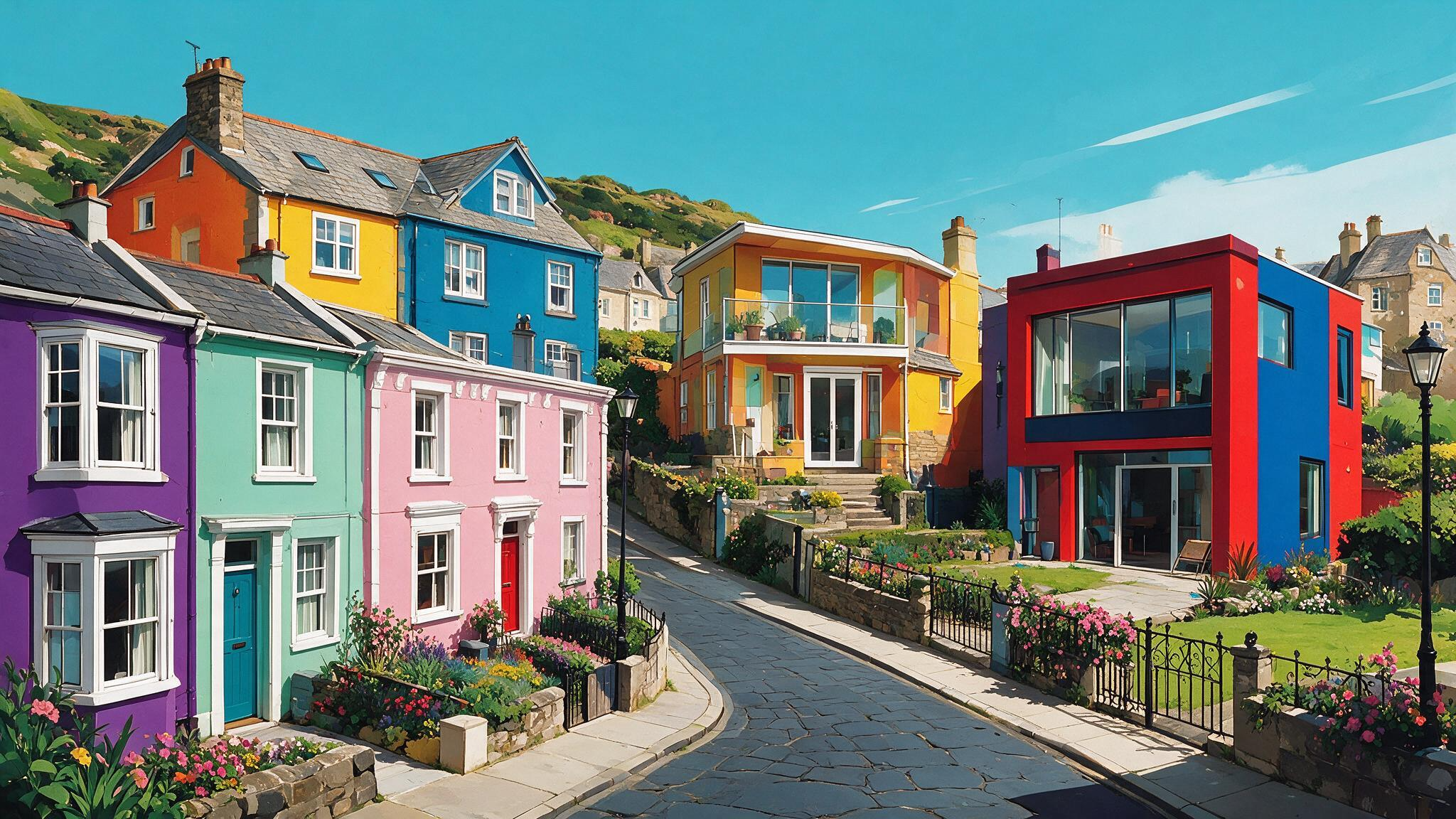Colourful homes representing the varied architecture found across Cornwall and Plymouth