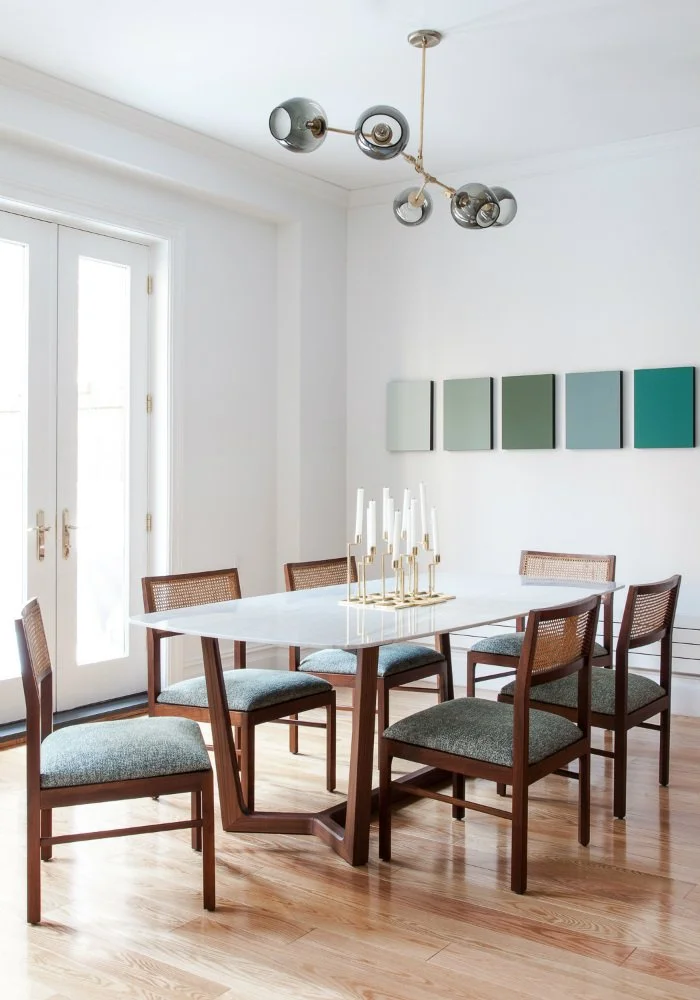 Chelsea Duplex, Concorde dining table in marble and walnut