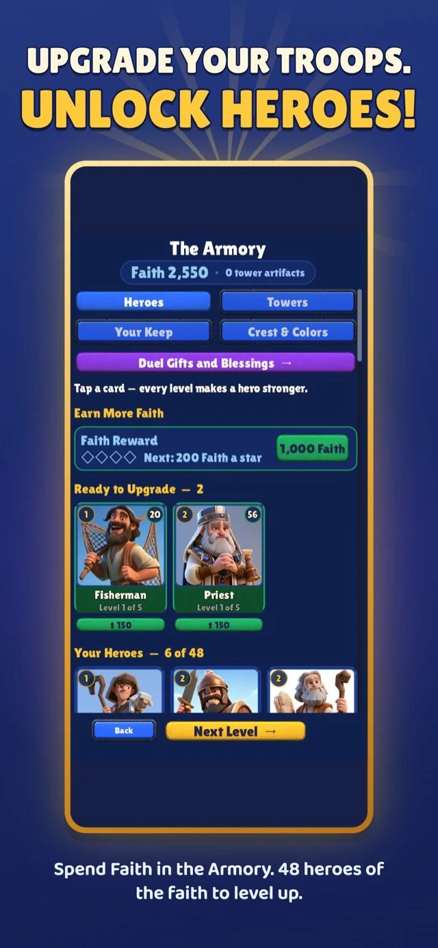 The Armory: upgrade heroes with Faith