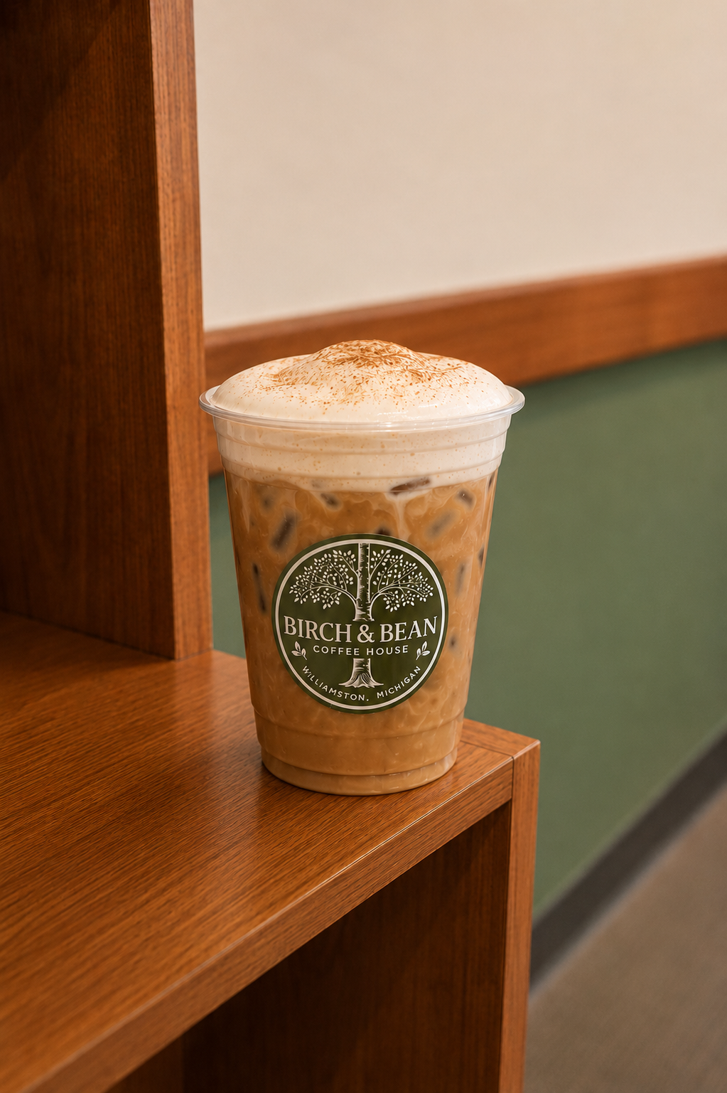 Birch & Bean iced coffee with cold foam