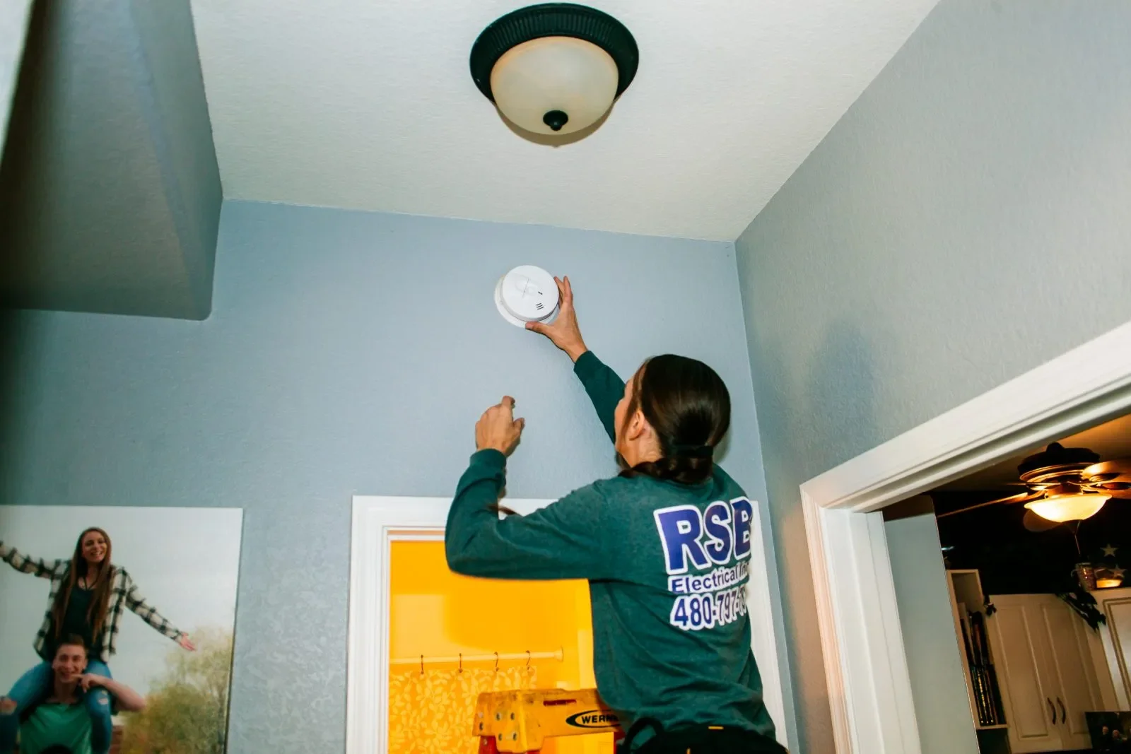 Smoke detector install hallway — RSB Electrical, Mesa AZ