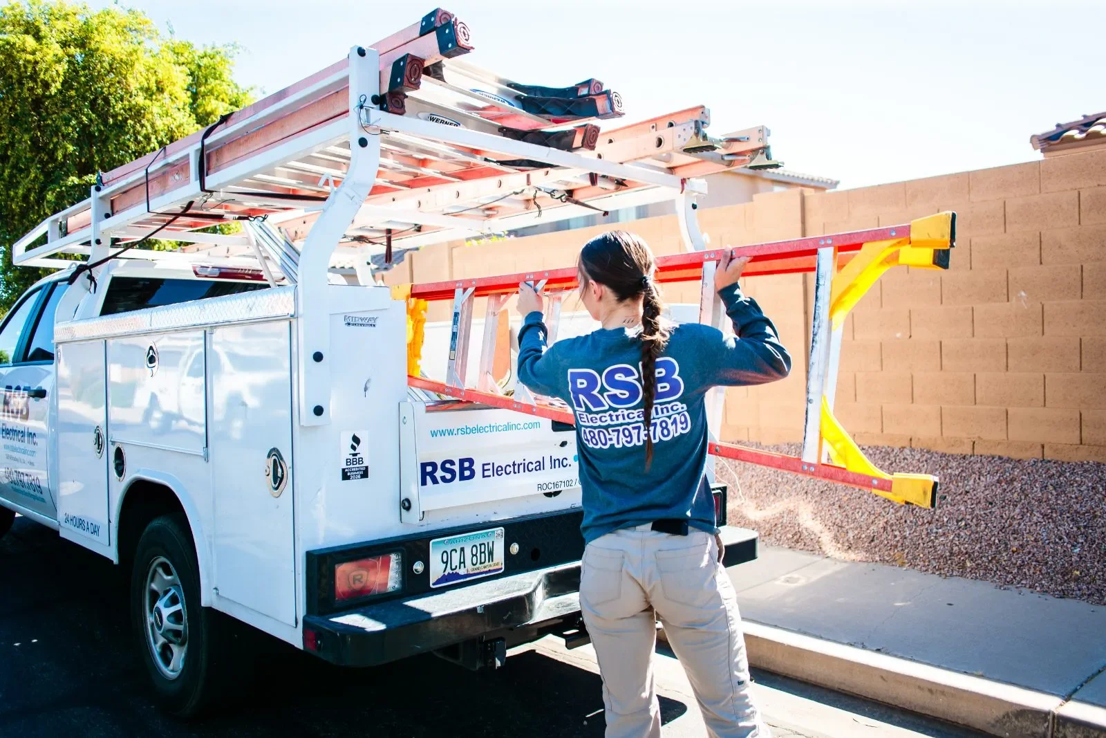 RSB electrician service truck driveway