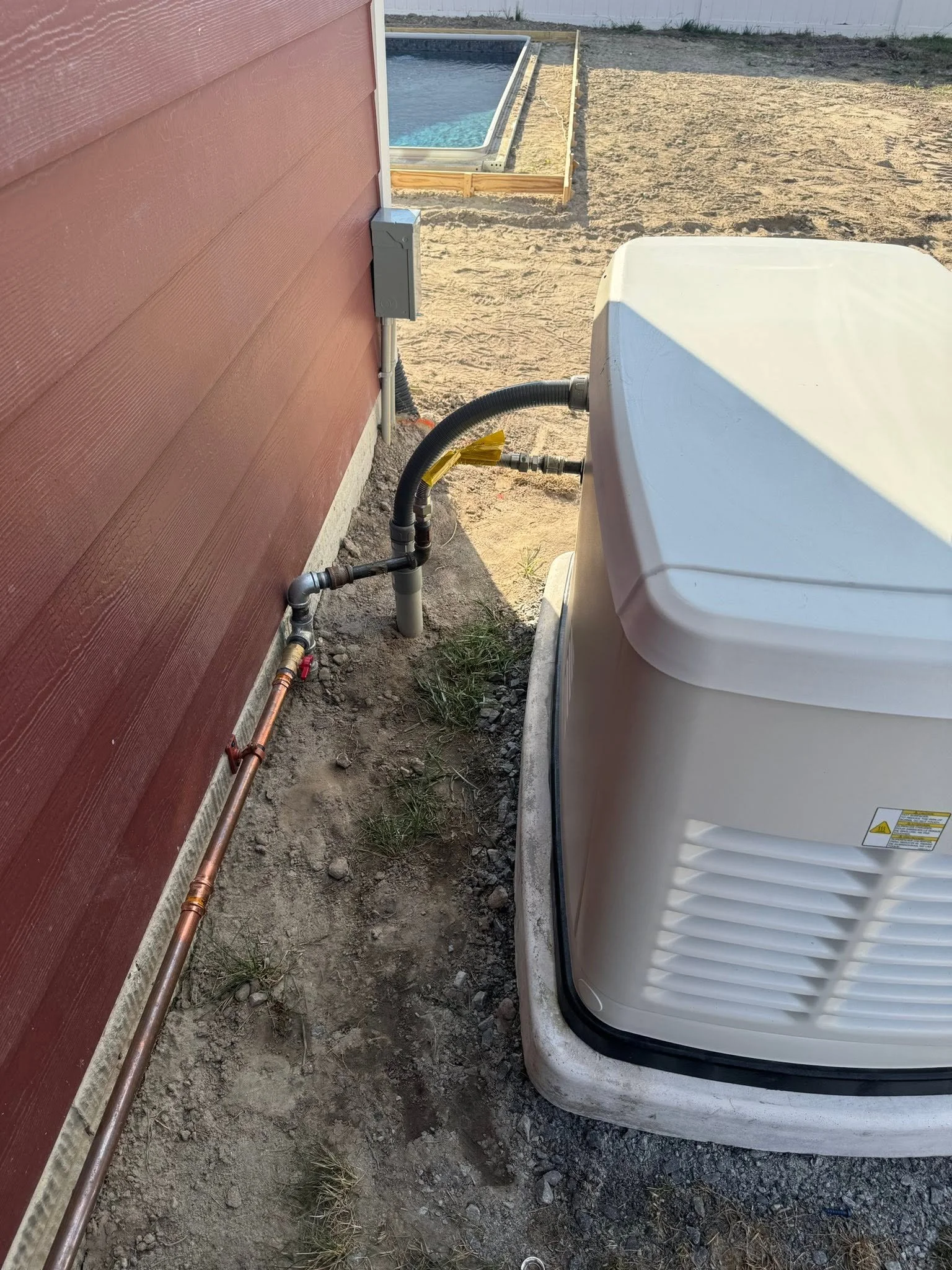 Fuel line and shutoff at a standby generator on a Norfolk, VA property