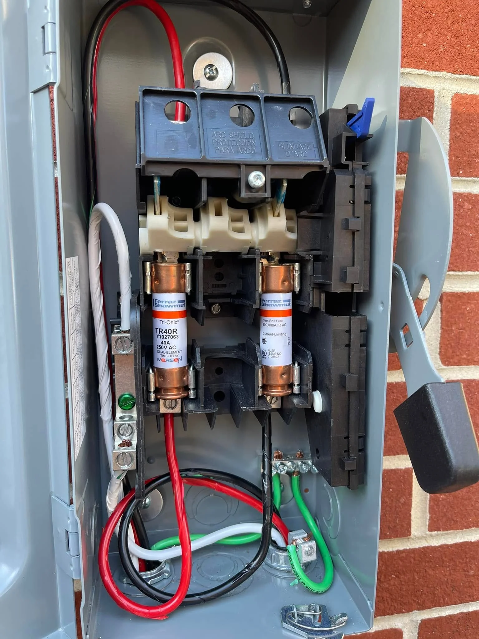 Transfer equipment opened up, with its switched contacts visible, Portsmouth, VA