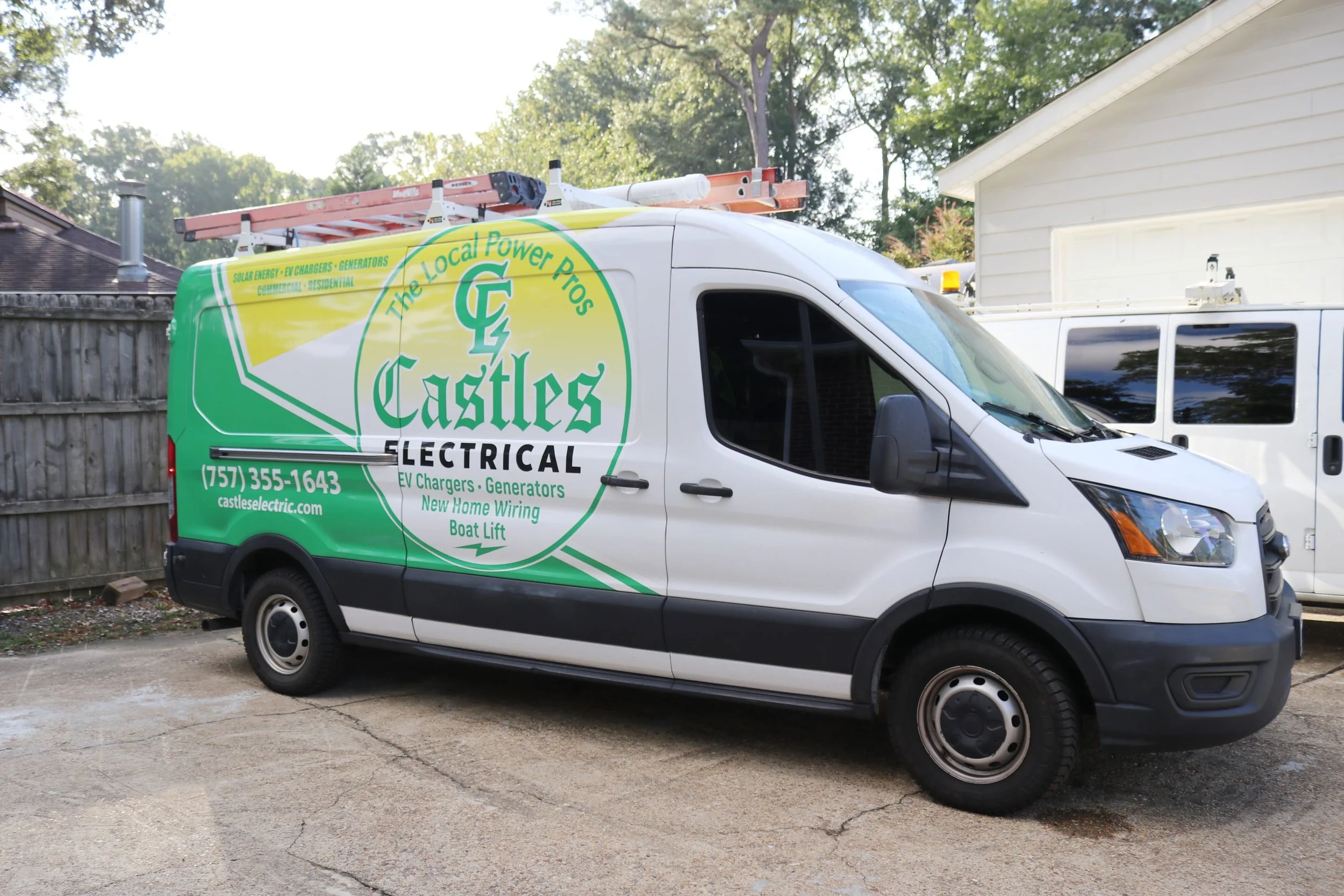 Castles Electrical van at a Suffolk, VA job