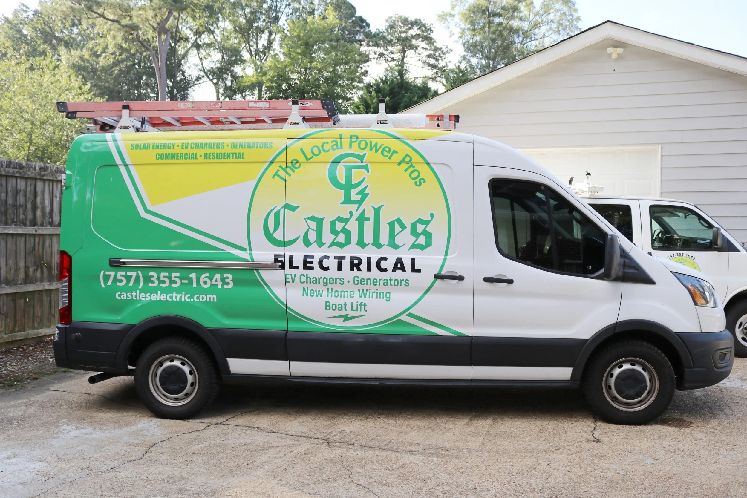 Castles Electrical van at a Norfolk, VA house