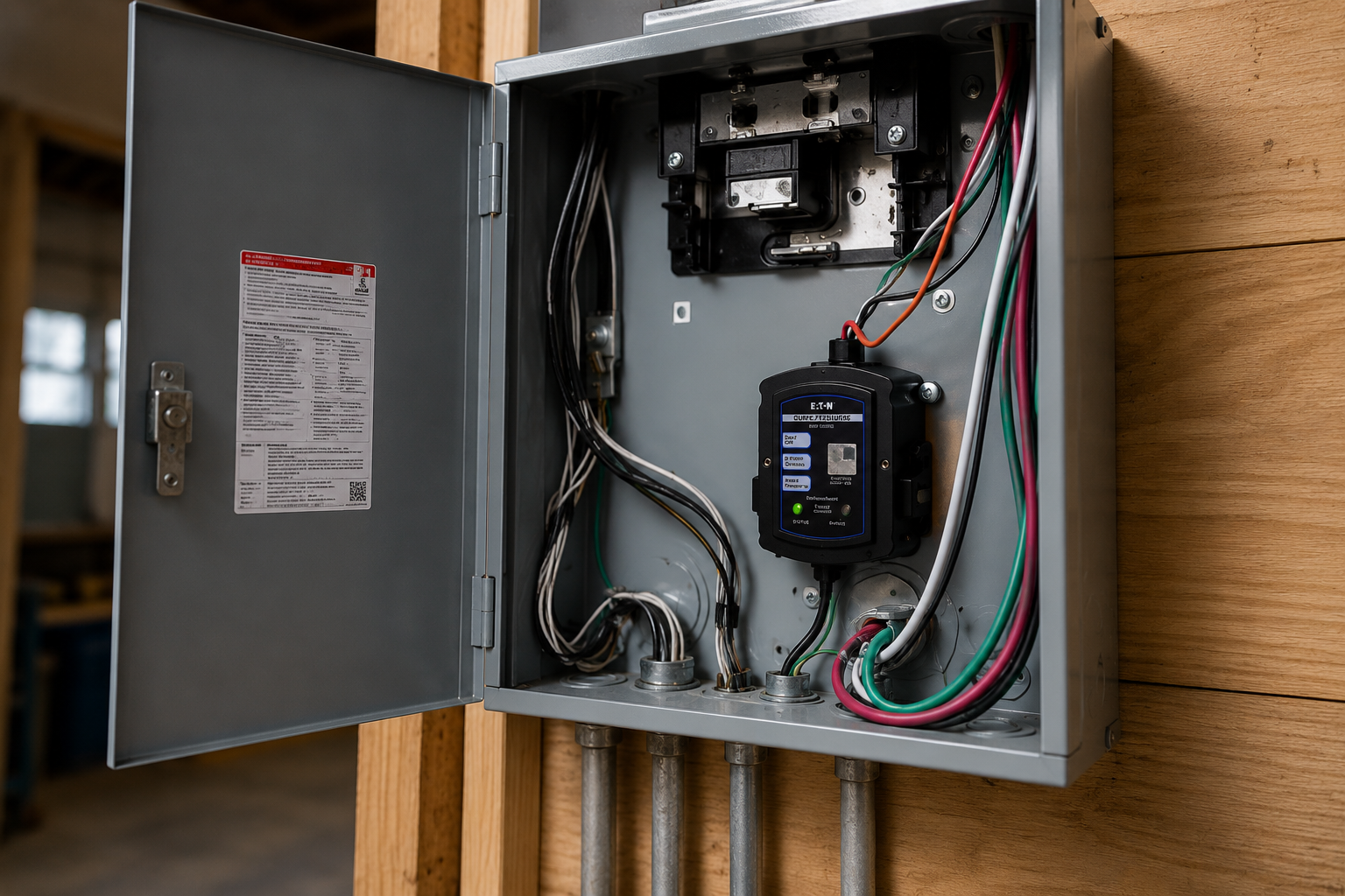 Switch enclosure opened during wiring on a Castles Electrical job in Chesapeake, VA