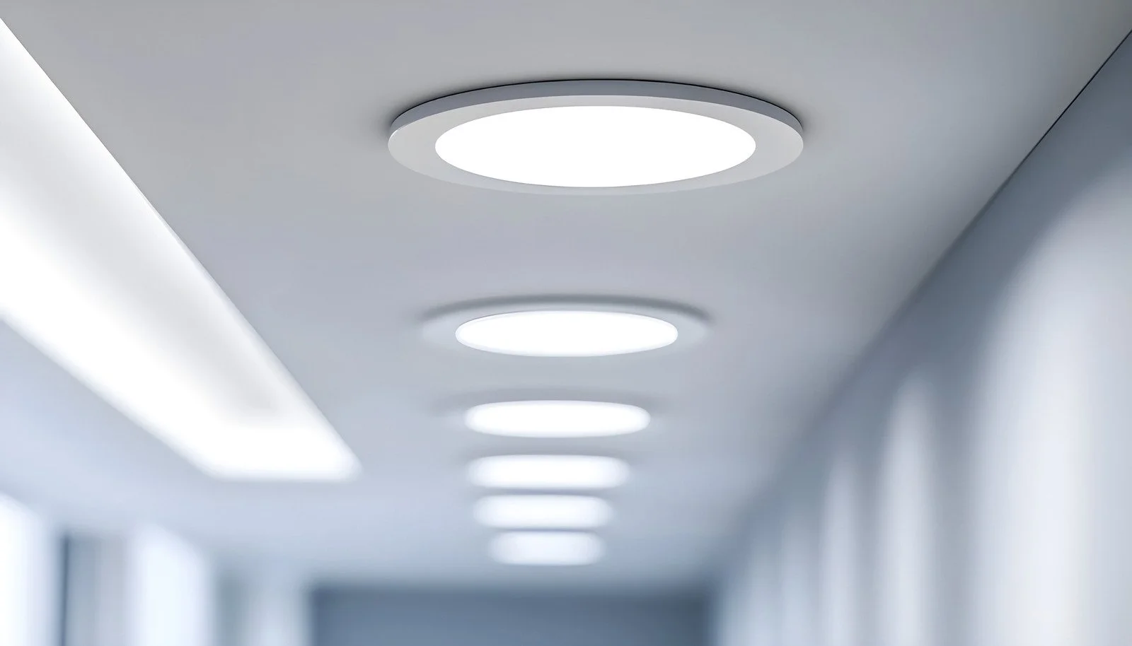 Canless LED wafer lights cut into a finished ceiling