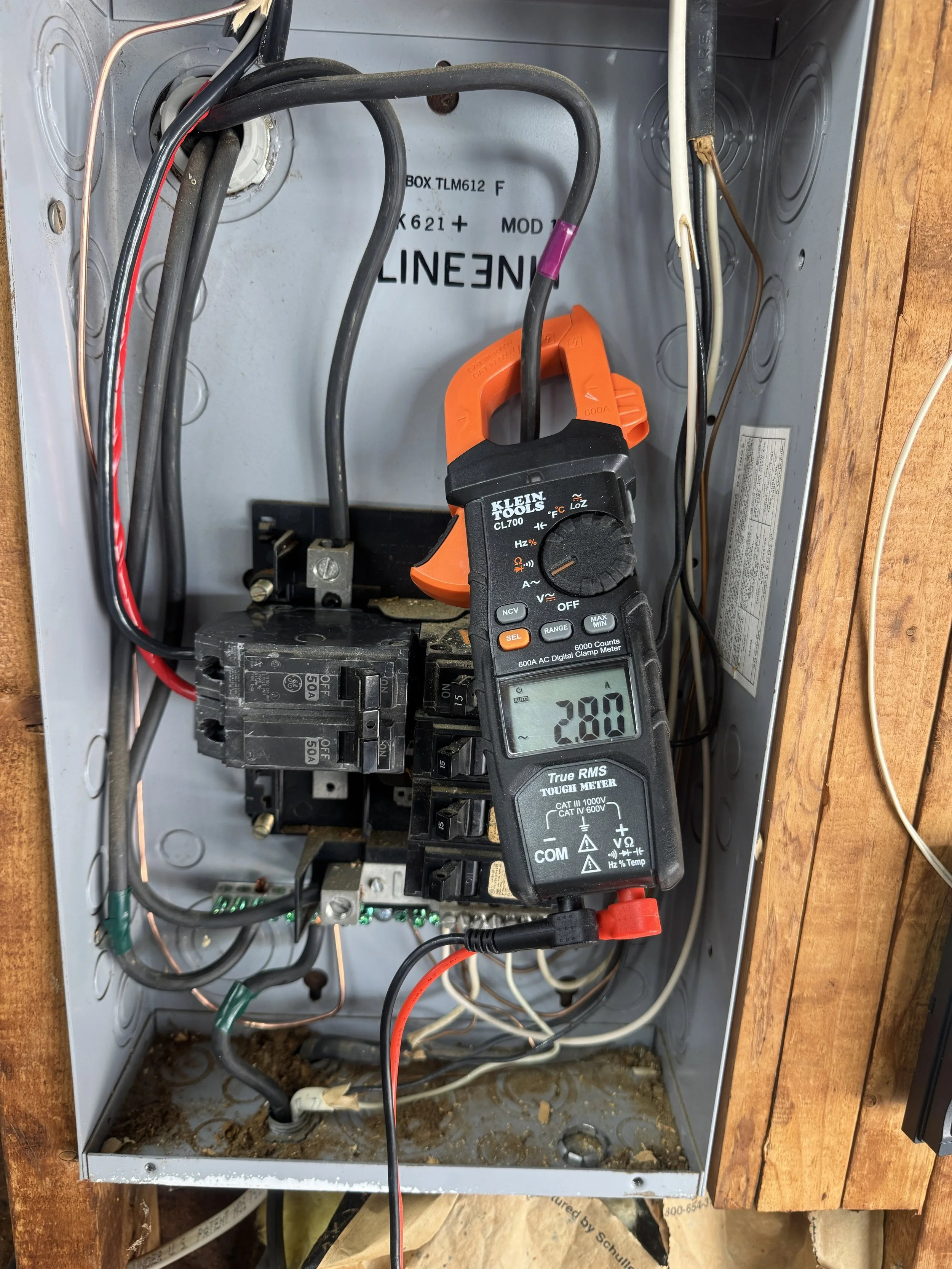 Service equipment opened and tested before a Chesapeake, VA reconnect