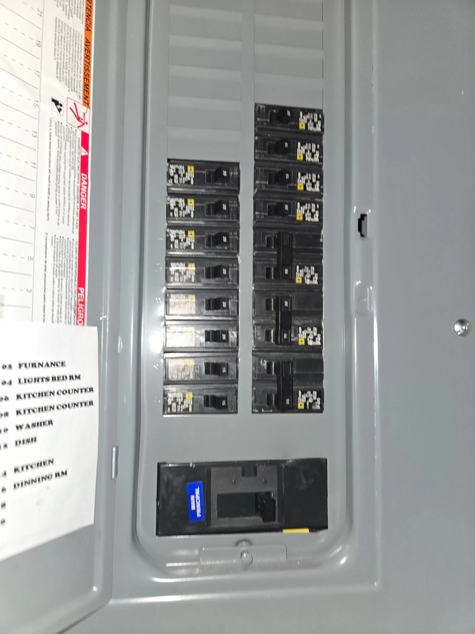Finished panel with a labeled directory on a Portsmouth, VA job