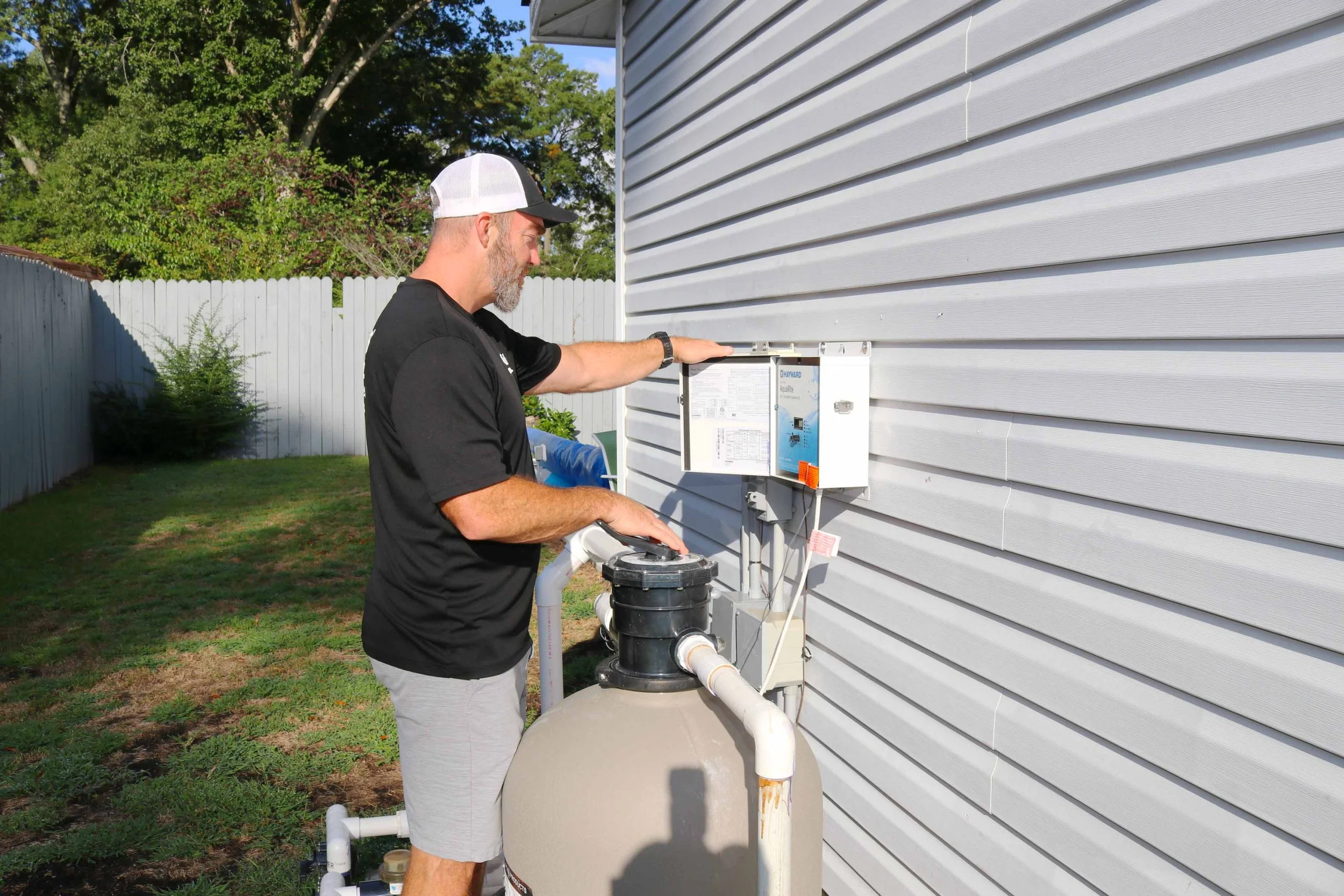 Castles Electrical electrician at the pool equipment controls in Norfolk, VA