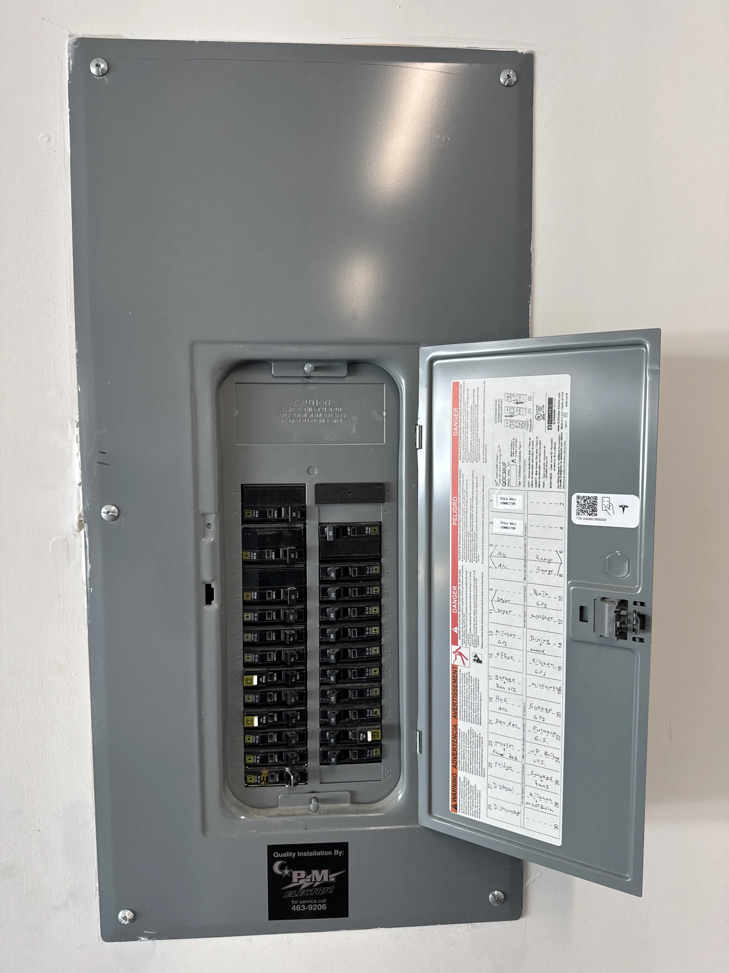 Finished electrical panel in a Chesapeake, VA home