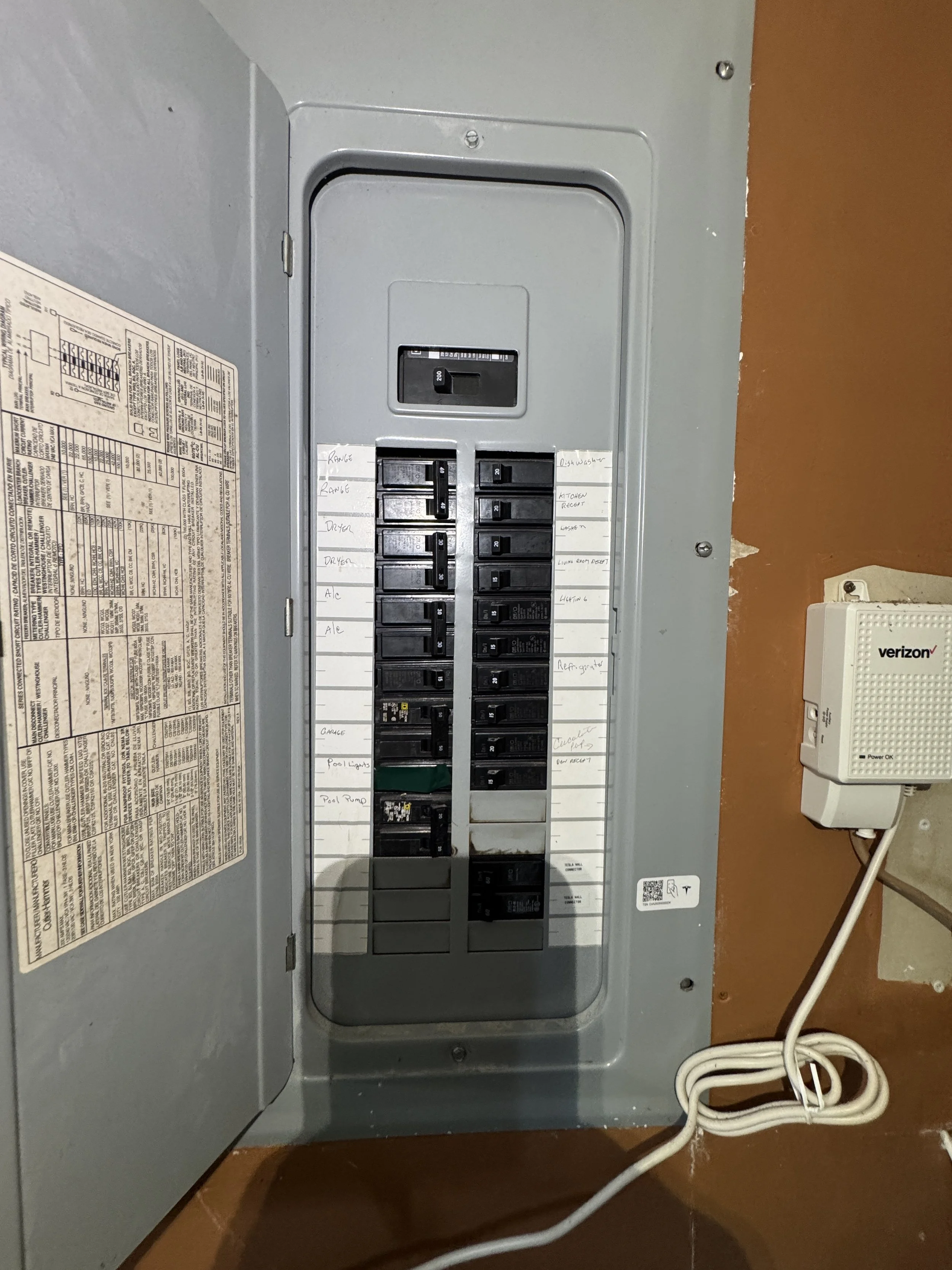 Older Chesapeake, VA panel with its original breaker directory