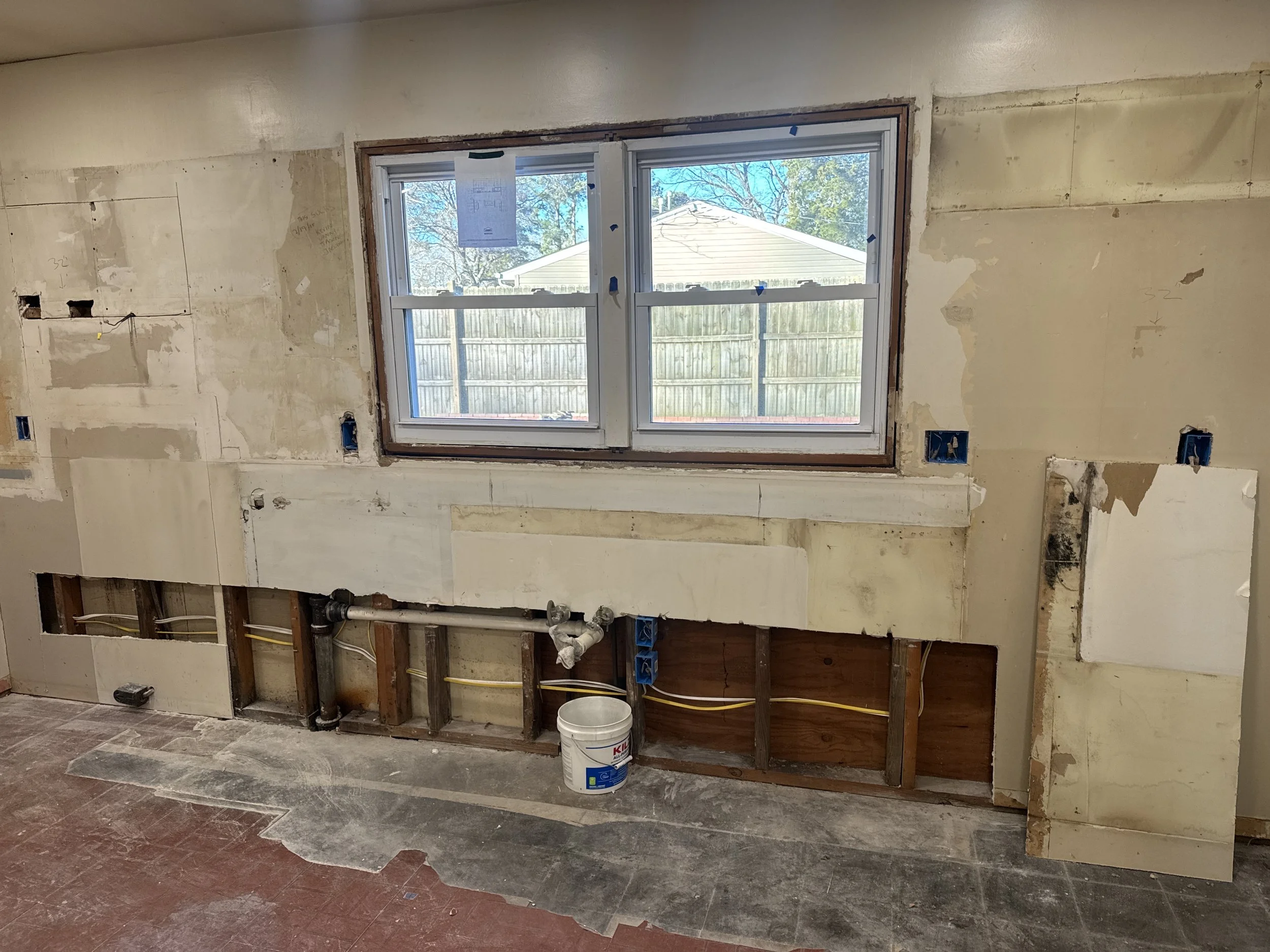 Chesapeake, VA kitchen opened up with new boxes set for the appliance circuits