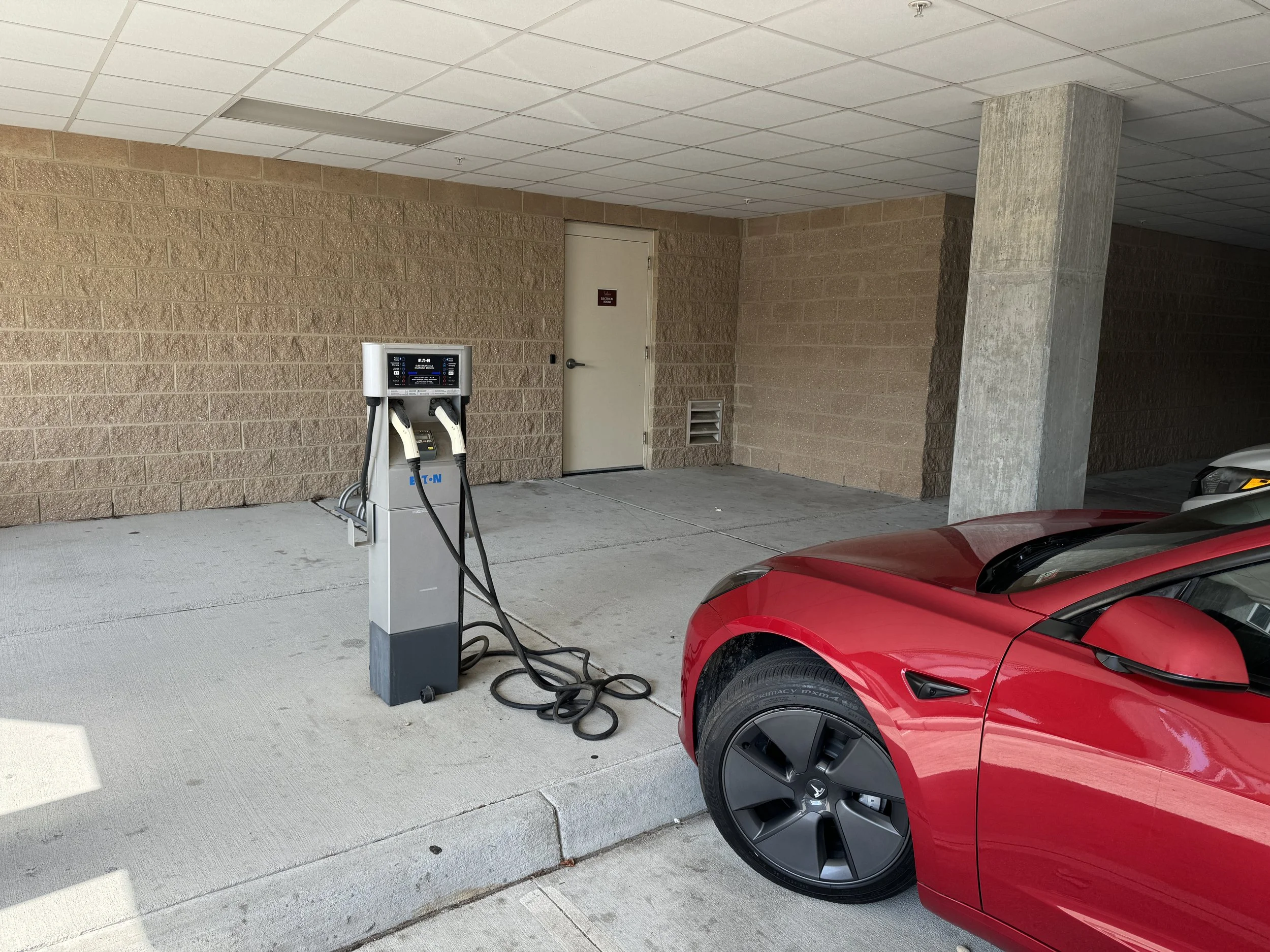 EV charger installed on a commercial parking level in Portsmouth, VA