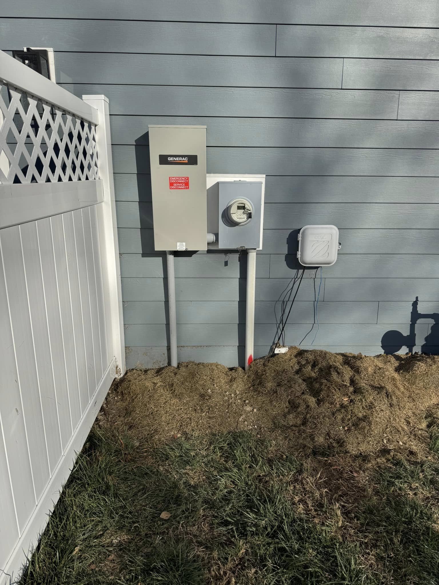 Meter and disconnect mounted above grade beside a Norfolk, VA home