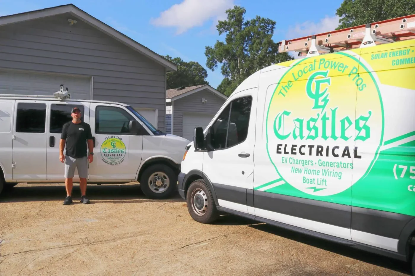 Castles crew with branded van