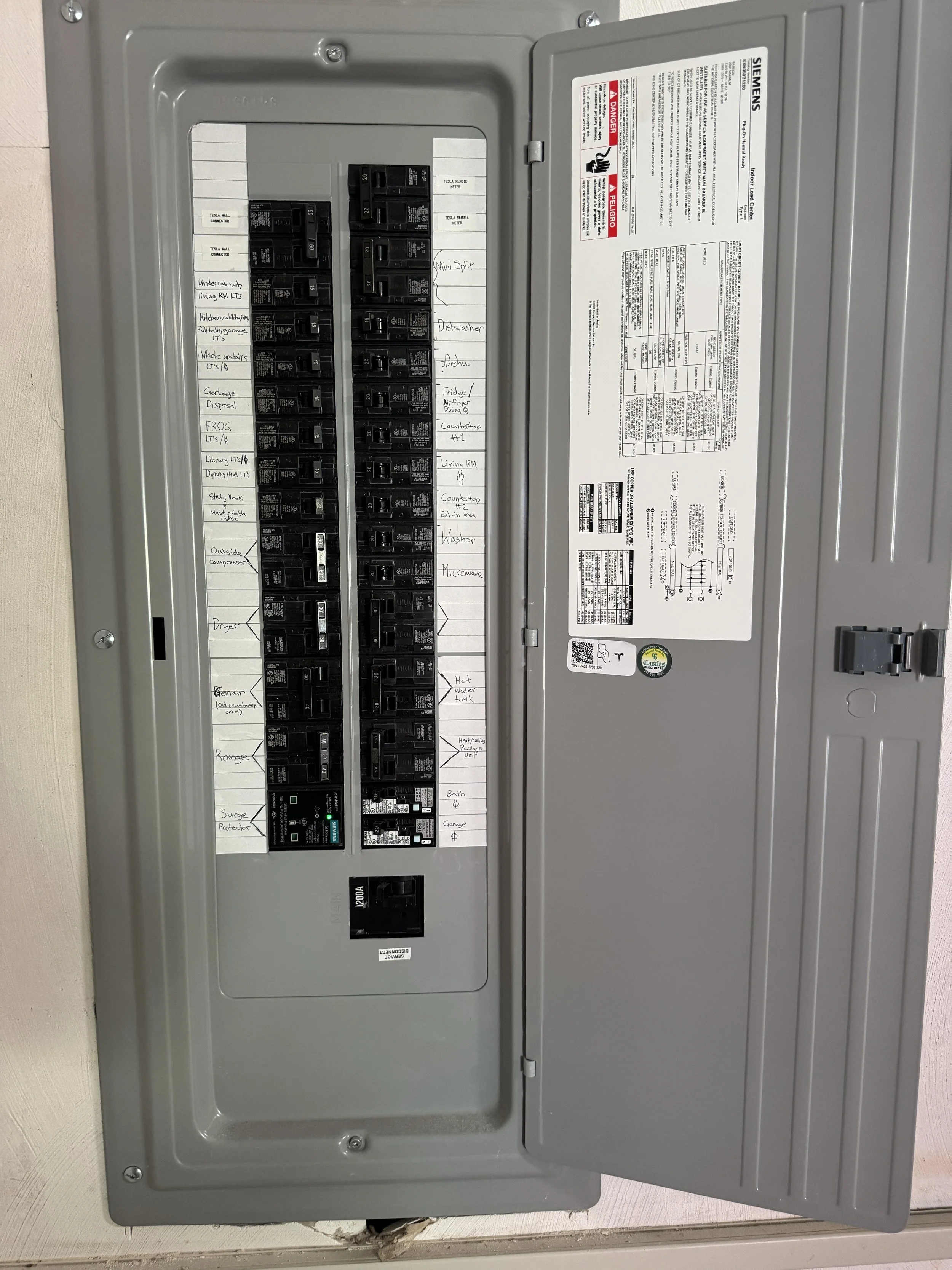Finished breaker panel and directory in a Portsmouth, VA home