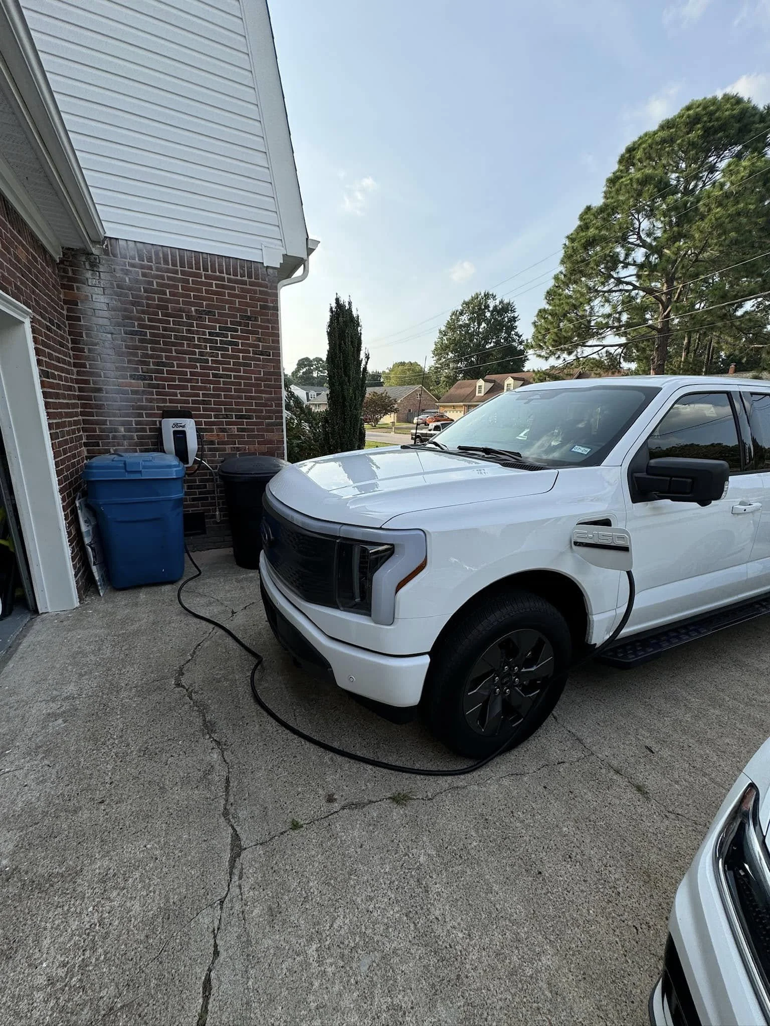 Electric pickup charging at a Suffolk, VA home